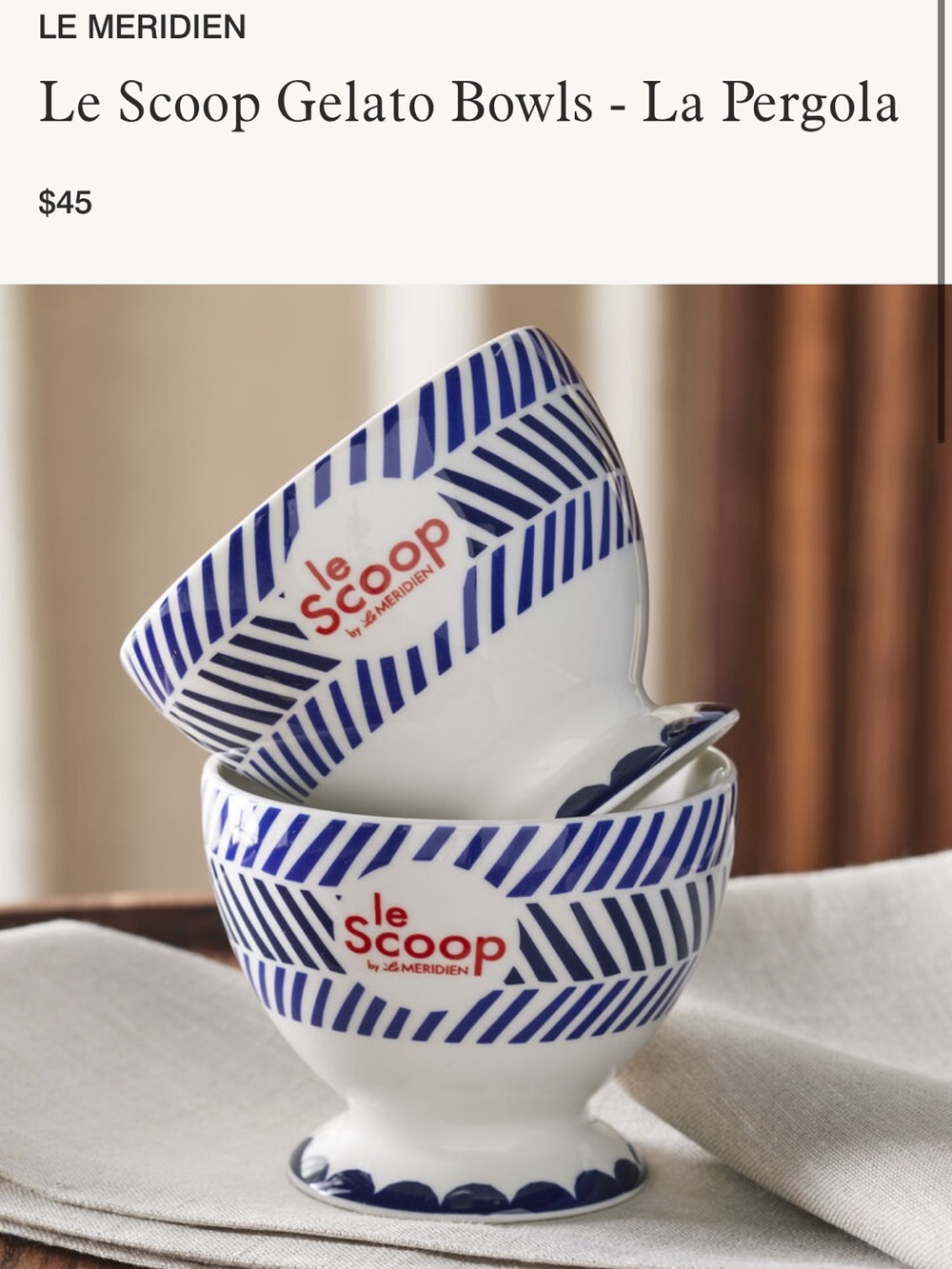 LE MERIDIEN - Le Scoop Gelato Bowls - La Pergola - Set of 4